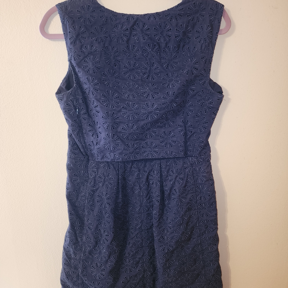 Diane Von Furstenberg Navy Eyelet Mini Dress - Picture 3 of 9